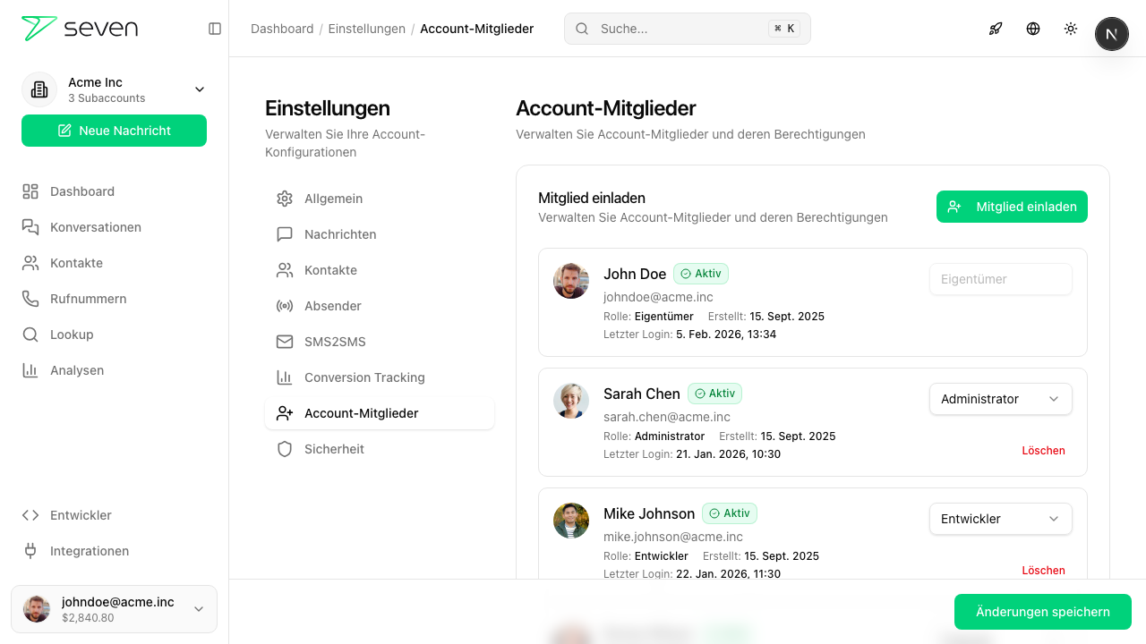 Account-Mitglieder Übersicht