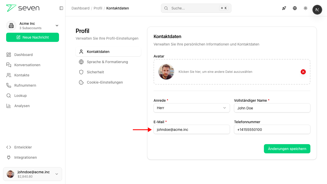 Profil-Kontaktdaten