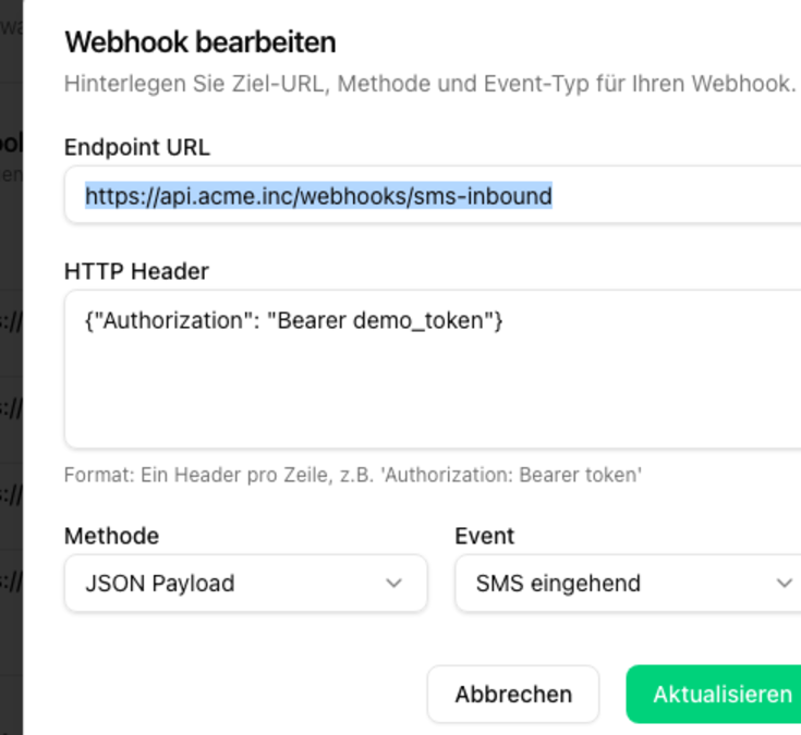 Webhook bearbeiten