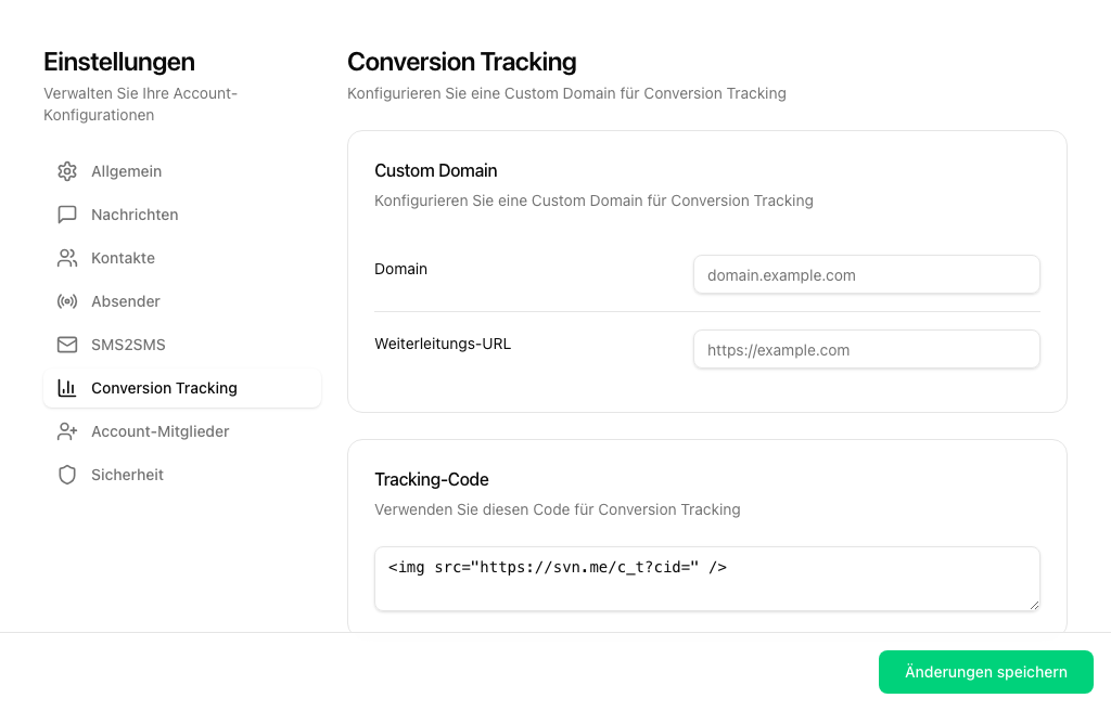 Conversion Tracking Einstellungen mit Tracking-Code