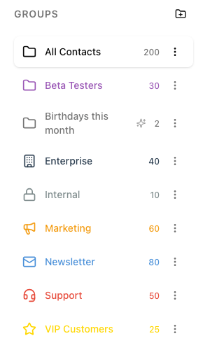 GROUPS sidebar with a dynamic group and its icon